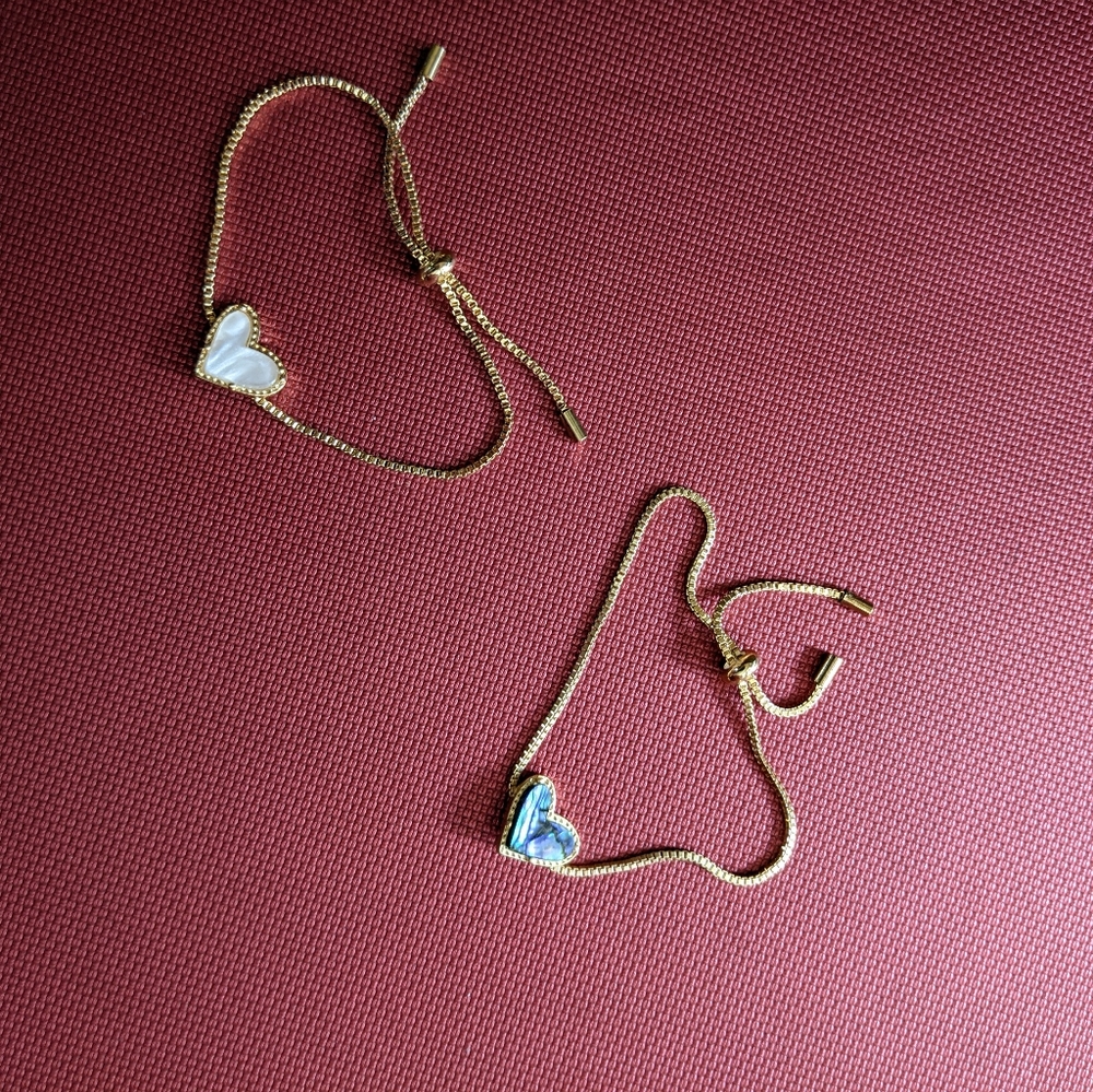 Abalone shell heart bracelets
